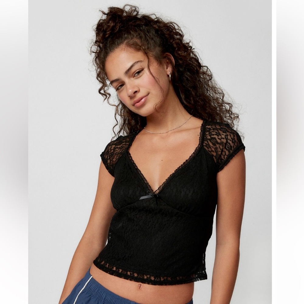 Urban Renewal Remnants Lace Cap Sleeve Blouse